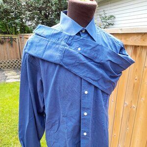 Vintage Christian Dior Shirt with French Cuffs 16 32/33 Blue Cotton